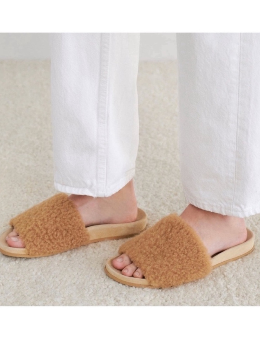 Jenni Kayne Shearling Slides Natural 39